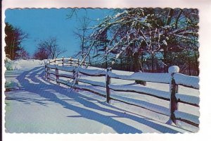 Shadows in the Snow, Fence in Maine, Maine,