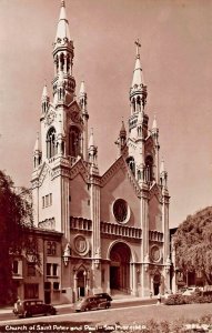 SAN FRANCISCO CA~CHURCH OF ST PETER AND PAUL~1940s REAL PHOTO POSTCARD