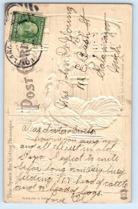 c1910's Thanksgiving Greetings Turkey On The Table Airbrushed Embossed Postcard
