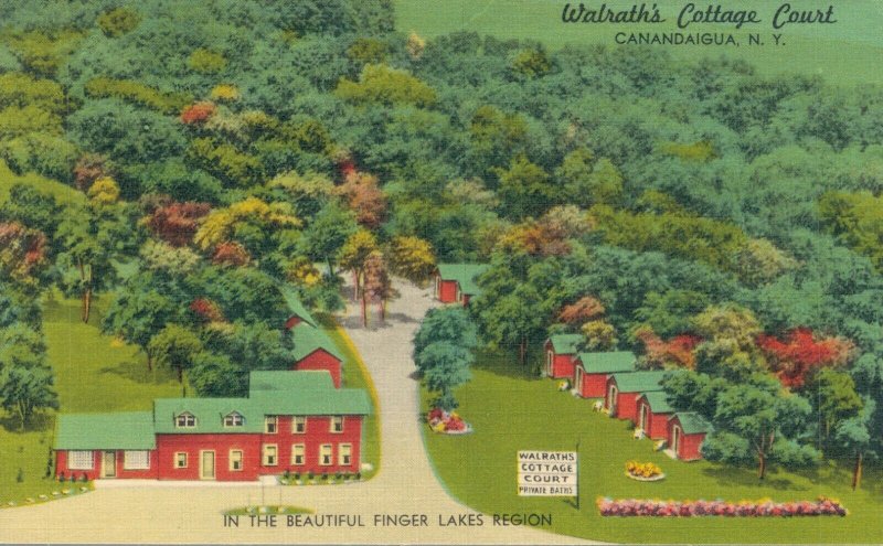 USA Walrath's Cottage Court Canandaigua New York Linen Postcard 03.53