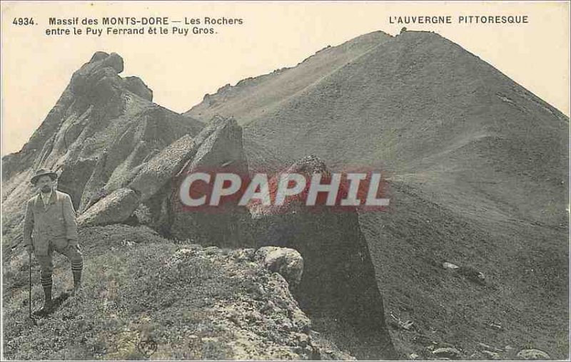 Old Postcard Monts Dore Rocks Massif between Puy Ferrand and Puy Gros