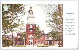 Vintage 1908 Independence Hall Philadelphia Postcard by Selz