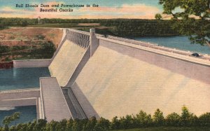 Vintage Postcard Bull Shoals Dam and Powerhouse in the Beautiful Ozarks Arkansas