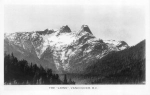 RPPC, Vancouver BC Canada   THE LIONS  Peaks~North Shore Mountains  Postcard