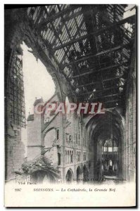 Old Postcard Soissons La Cathedrale Great nave