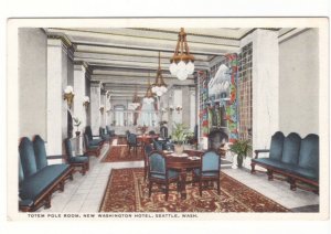 Totem Pole Room, New Washington Hotel, Seattle, Washington, Vintage Postcard