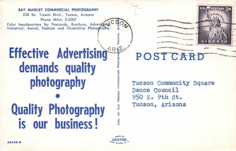 H78/ Tuscon Arizona Postcard Chrome Ray Manley Photography Studio 86