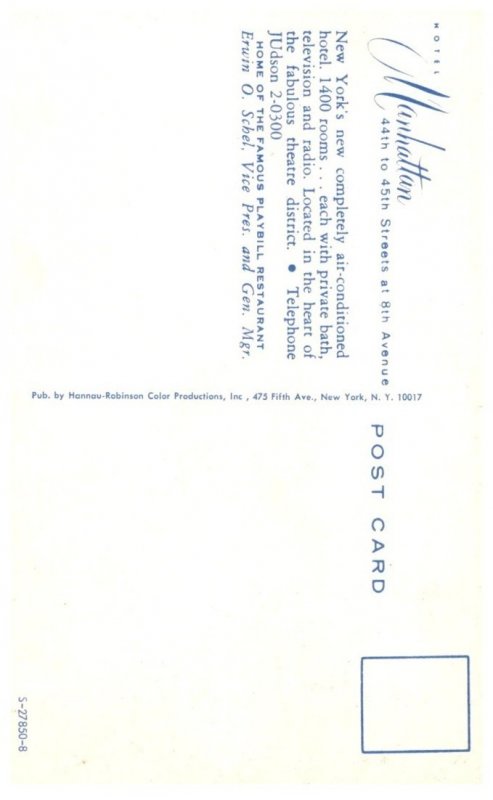 New York City , Hotel Manhattan