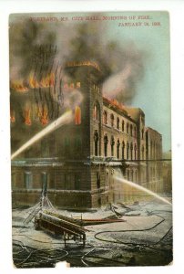 ME - Portland. Fire at City Hall, Morning of January 24, 1908  (card torn)