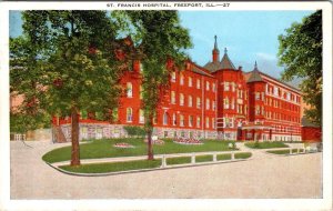 Freeport, IL Illinois  ST FRANCIS HOSPITAL  Stephenson County  1948 Postcard