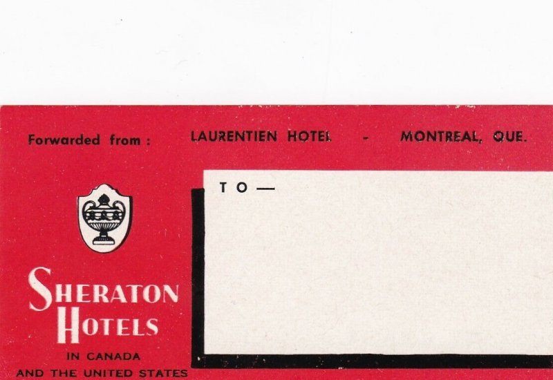 Canada Montreal Laurentien Hilton Hotel Vintage Luggage Label lbl0672