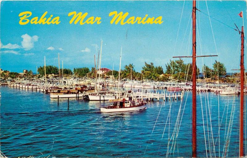 Bahia Mar Marina Yacht Basin Fort Lauderdale Florida FL 1950's Postcard