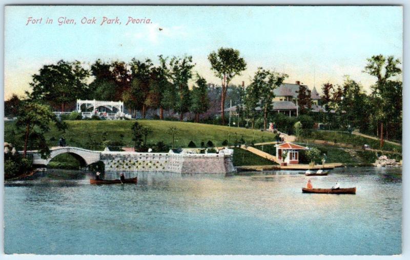 PEORIA, Illinois  IL   Fort in Glen  OAK PARK   ca 1910s   Postcard