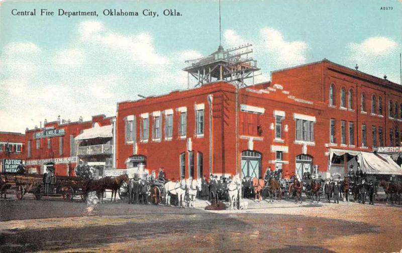 Oklahoma City Oklahoma Central Fire Department Vintage Postcard JD228153