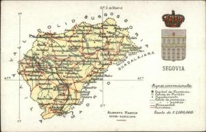 Spain Region Road Map & Heraldic Series c1910 Postcard SEGOVIA