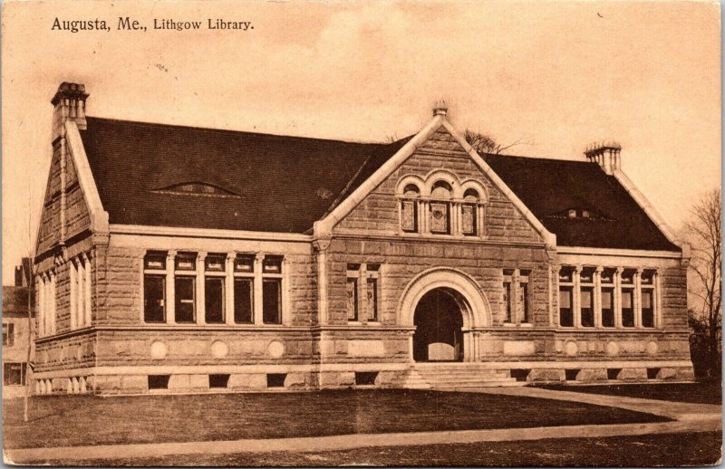 Postcard Lithgow Library in Augusta, Maine~135510