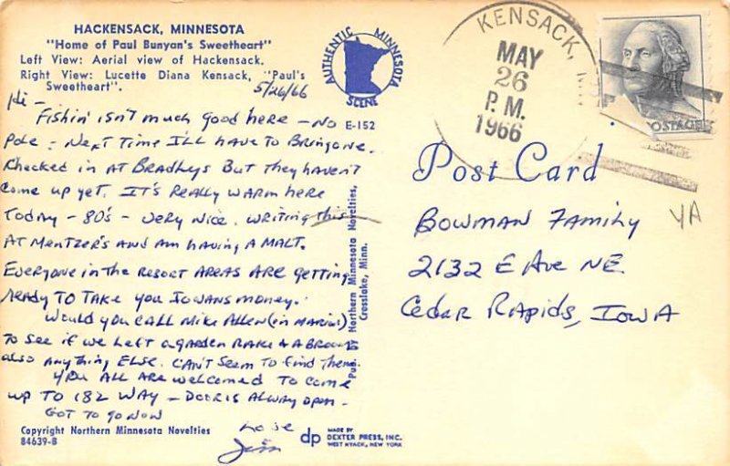 Greetings From  - Hackensack, Minnesota MN  