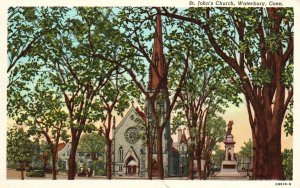 Vintage Postcard 1952 St. John's Episcopal Church Parish Waterbury Connecticut