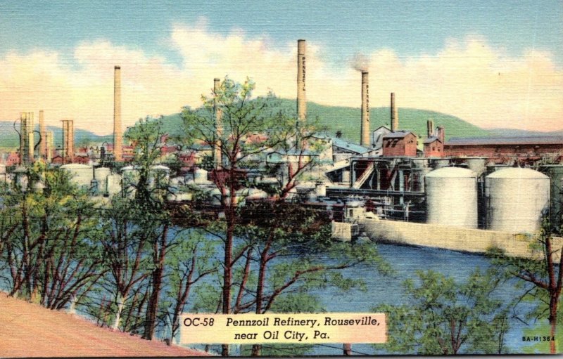 Pennsylvania Rouseville Pennzoil Refinery Near Oil City Curteich