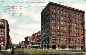 Iowa Sioux City Fourth Street West From Nebraska 1909