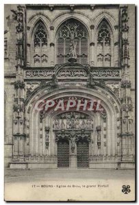 Old Postcard Bourg Brou Church the great portal