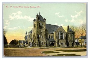 Vintage 1910s Postcard Central M.E. Church, Lansing, Michigan