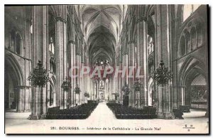 Old Postcard Bourges inside the Cathedral of Nave