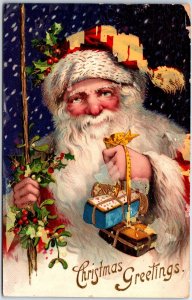 VINTAGE POSTCARD SANTA CLAUS WITH GIFTS PRINTED IN GERMANY MAILED TROY NY 1911