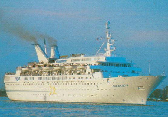 SS Sunward 2 II at Miami Harbour Cruise Ship Postcard