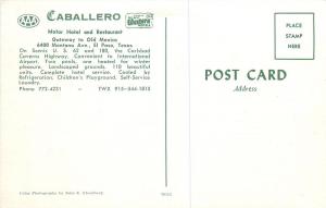 EL PASO, Texas  TX    Roadside  CABELLERO Motor Hotel   ca 1960s   Postcard