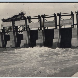 c1910s Mexico? Unknown New Dam SHARP RPPC Real Photo Waterway River Worker A149