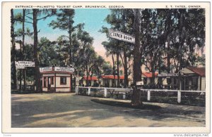 BRUNSWICK, Georgia, 1900-1910's; Entrance, Palmetto Tourist Carmp