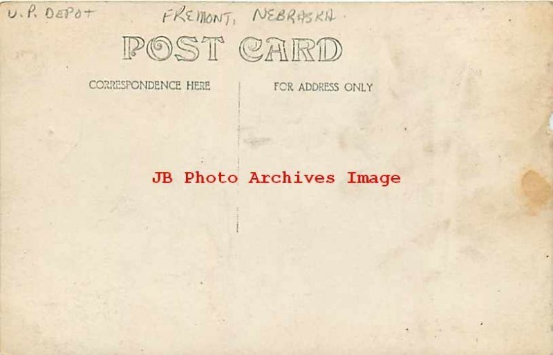 Depot, Nebraska, Fremont, RPPC, Union Railroad Station, Train