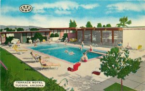 1954 Terrace Motel pool roadside Tucson Arizona Postcard 8778