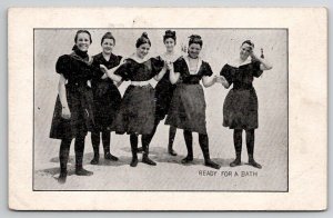 Victorian Beach Babes Swimsuits and Smiles Ready for a Bath Postcard E30