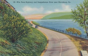 Harrisburg PA Pennsylvania William Penn Highway along Susquehanna River - Linen