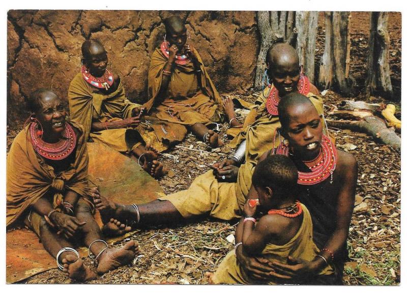 Masai Women East Africa Kenya Traditional Dress Postcard