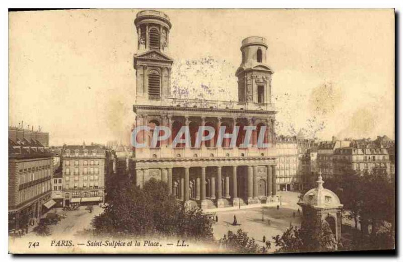 Postcard Old Paris Saint Sulpice and Place