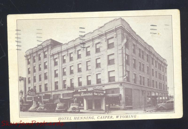 CASPER WYOMING DOWNTOWN HOTEL HENNING 1930's CARS VINTAGE POSTCARD B&W