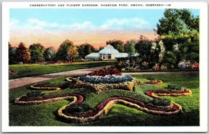 Conservatory & Flower Garden Hanscom Park Omaha Nebraska NB Landscape Postcard