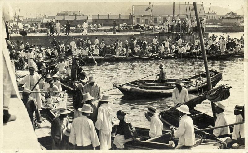 china, SHANGHAI, River Scene, Harbour (1932) RPPC Postcard