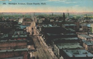 USA Michigan Avenue Grand Rapids Michigan Vintage Postcard 08.91