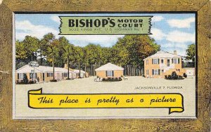 Bishop Motor Court Motor US Highway 1 Jacksonville Florida 1950 linen postcard