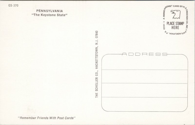 PA Map 'This is Pennsylvania' Keystone State Yellow Unused Postcard G51