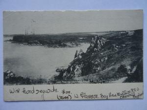 Cornwall MULLION Cove & Marconi's Poldhu 4 Mast Wireless Station c1904 Postcard