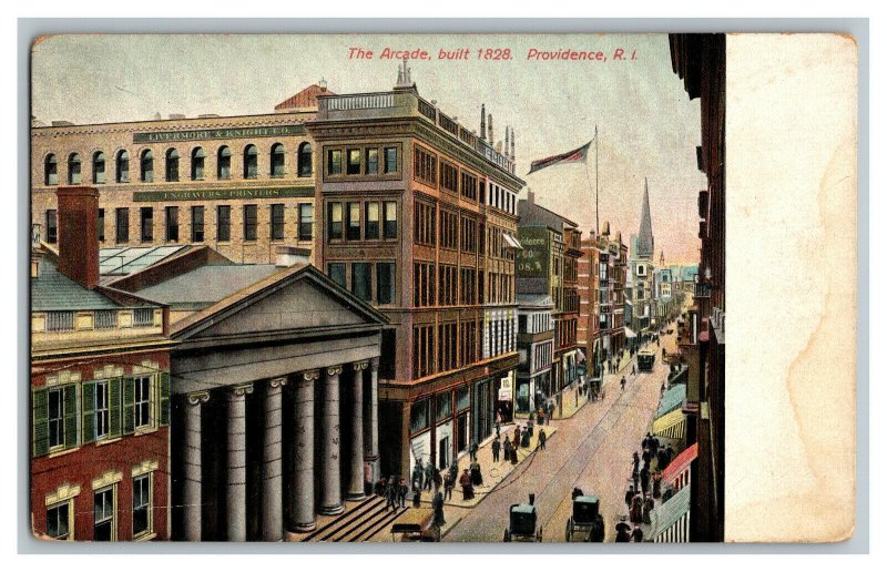 1907 Postcard RI The Arcade Built 1828 Providence RI Vintage Standard View Card 