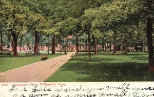 Vintage Postcard Washington Public Park Recreational Area Bridgeport Connecticut