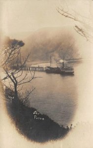 RPPC Steamer Pomo, Point Arena Harbor, CA Mendocino County 1908 Lathrop Postcard