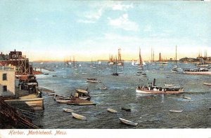 Harbor, Marblehead, MA Sailboats c1910s Vintage Postcard