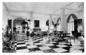 White Sulphur Springs West Virginia lobby The Greenbrier real photo pc Y13655